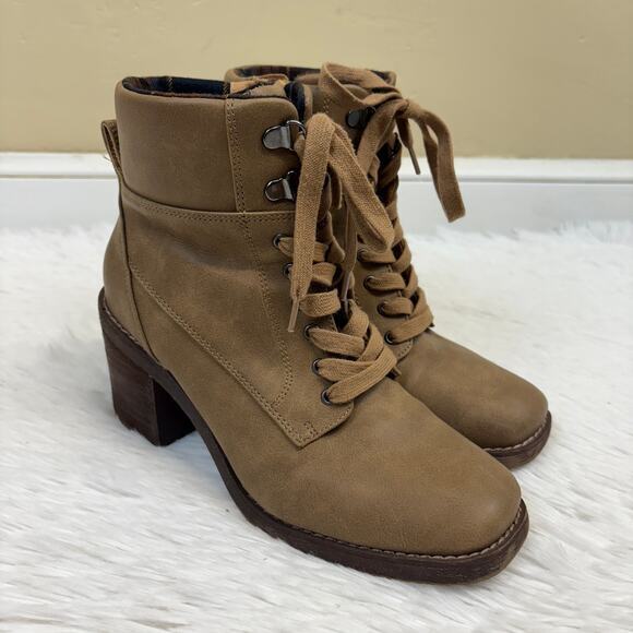 Crown Vintage Women's Lace Up Heeded Holliss Boots Mocha Tan Brown Size 7.5 - Picture 1 of 7